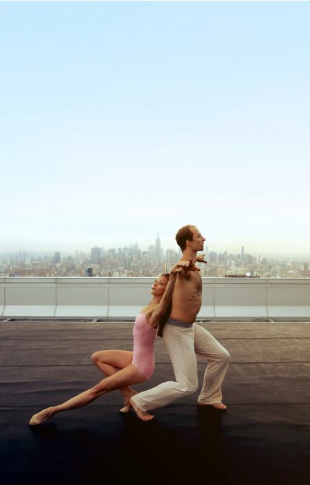 Two dancers filmed at dawn at the World Trade Centre 4, New York