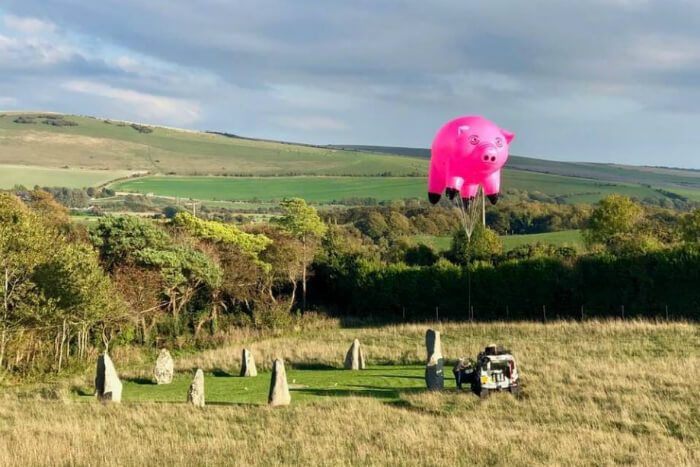 Manchester gigs - Wartoad inflatable flying pig